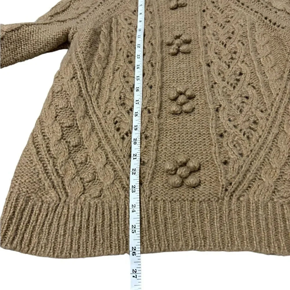 J. Crew Cable-knit pointelle sweater with popcorn flowers